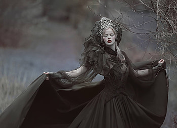 Evil Queen, agnieszka lorek, black, model, girl, dress, woman, dark HD wallpaper
