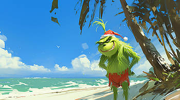 The Grinch’s Anime Beach Adventure -, The Grinch, Anime beach HD wallpaper
