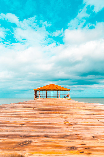 Nature, Clouds, Pier, Ocean, Relaxation, Rest, Tropics, Bower, Alcove HD phone wallpaper