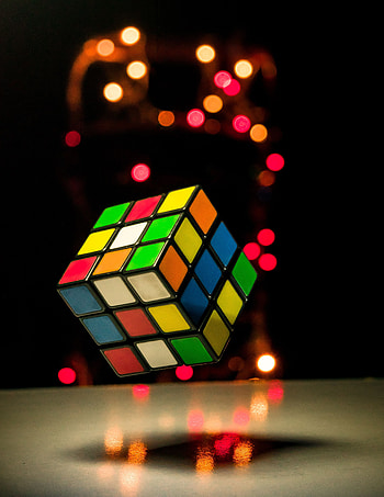 Lights, Glare, Miscellanea, Miscellaneous, Multicolored, Motley, Cube, Rubik's Cube HD phone wallpaper
