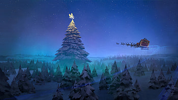 Santa Claus Reindeer Sleigh Flying Christmas Tree , santa-claus, christmas, celebrations, reindeer, artstation HD wallpaper