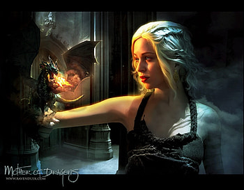 Daenerys, art, daenerys targaryen, fantasy, mother, dragon, girl, alexandra v bach, game of thrones HD wallpaper