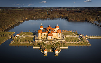 Moritzburg Castle, evening, sunset, beautiful castle, Moritzburg, castles of Germany, Saxony, Germany HD wallpaper