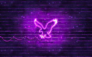 American Eagle Outfitters violet logo, , violet brickwall, American Eagle Outfitters logo, brands, American Eagle Outfitters neon logo, American Eagle Outfitters HD wallpaper