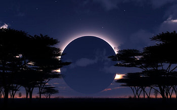 ECLIPSE, NIGHT, TREES, SKY HD wallpaper