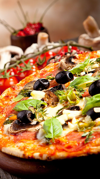 Pizza with various toppings, Savory flavors, Food graphy, Deliciousness overload HD phone wallpaper