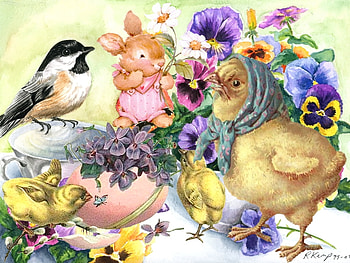 Easter, chicken, bird, spring HD wallpaper