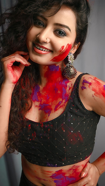 Sayani Pradhan, model, happy holi HD phone wallpaper