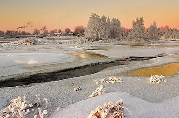 Winter, amazing, snow, sunset HD wallpaper