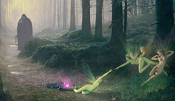Fairy Trap, digital, art, fantasy, , fairies, trap, forest, lamake, pretty HD wallpaper
