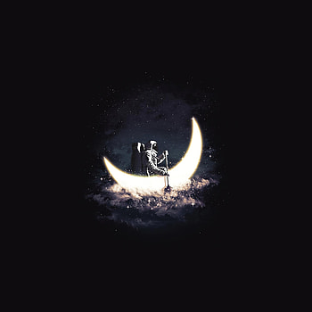 Minimal and dark, moon ride, astronaut, dark HD phone wallpaper