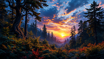 Wilderness Sunset: Majestic Forest Landscape, wilderness, forest, nature, landscape HD wallpaper