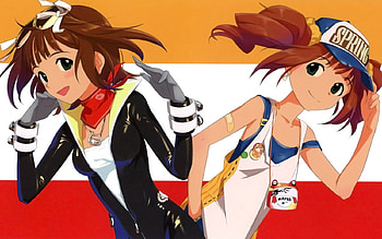 ~March Madness~, anime, idolmaster, brown hair, girls, green eyes, hat, friends HD wallpaper