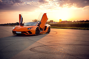 Orange Lamborghini Aventador , lamborghini-aventador, lamborghini, cars, behance HD wallpaper