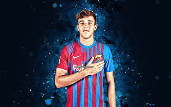 Nico Gonzalez, , FC Barcelona, 2021, spanish footballers, LaLiga, Barca, Barcelona FC, Nico Ivan Gonzalez, football, Nico Gonzalez , blue neon lights, soccer, Nico Gonzalez Barcelona, La Liga, FCB HD wallpaper