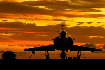 Jet Fighter, Dassault Mirage 2000, Military, Aircraft, Orange (Color), Silhouette, Sky, Warplane, Jet Fighters HD wallpaper
