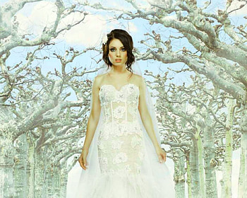 Winter Bride, winter, model, trees, bride, woman HD wallpaper