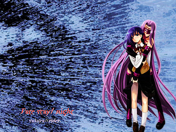 Servant and Master, servant, cute, girl, fate stay night, master, heaven feel, purple, matou, anime, sakura, rider, hair HD wallpaper
