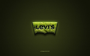 Levis logo, green creative logo, floral art logo, Levis emblem, green carbon fiber texture, Levis, creative art HD wallpaper