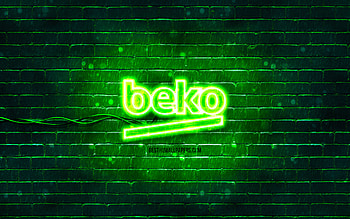 Beko green logo, , green brickwall, Beko logo, brands, Beko neon logo, Beko HD wallpaper