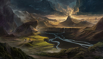 Epic Fantasy Landscape : Mystical Realm at Dusk, fantasy, landscape, fantasy landscape HD wallpaper