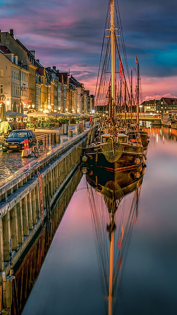 Colorful canal houses, Waterfront promenade, Copenhagen's charm, que scenery HD phone wallpaper