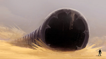 Dune Worm, Sci-fi art, Sand dunes HD wallpaper