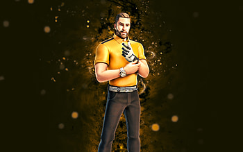 Yellow Bogey Basher, , yellow neon lights, Fortnite Battle Royale, Fortnite characters, Yellow Bogey Basher Skin, Fortnite, Yellow Bogey Basher Fortnite HD wallpaper