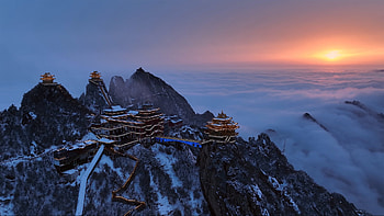 China Mountain Temple Travel HD wallpaper