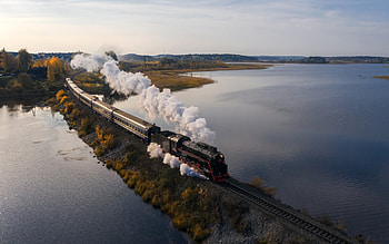 Steam Train, train, locomotive, water, steam HD wallpaper