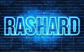 Rashard, , with names, Rashard name, blue neon lights, Happy Birtay Rashard, popular arabic male names, with Rashard name HD wallpaper