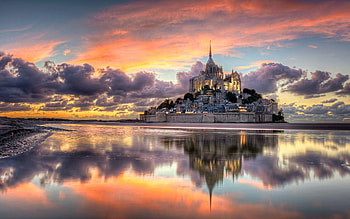 Mont Saint Michel, Travels, Sunset, Fortress HD wallpaper