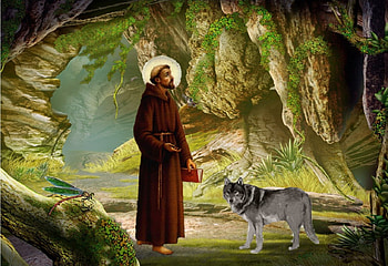 Saint Francis and the wolf, christ, peace, cove, francis HD wallpaper