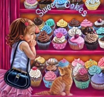 My Little Cupcake, Cat, Cupcakes, Girl, pretty HD wallpaper