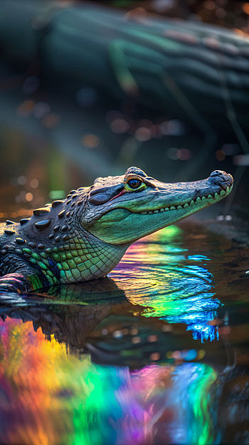 Glowing Gator: Vibrant Alligator Delight, reptile, water, Animal HD phone wallpaper