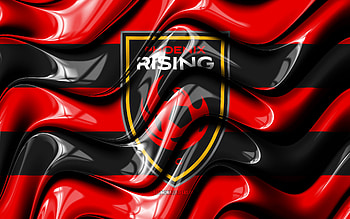 Phoenix Rising flag, , red and black 3D waves, USL, american soccer team, Phoenix Rising logo, football, soccer, Phoenix Rising FC HD wallpaper