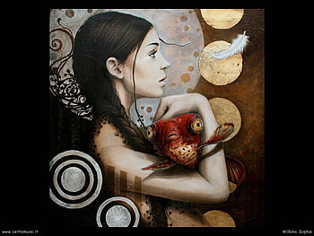 :), art, fantasy, sophie wilkins, pictura, pesti, face, girl, fish, painting HD wallpaper