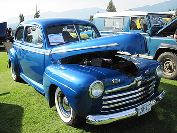 1946 Ford coupe, headlights, black, graphy, blue navy, tires, Ford HD wallpaper