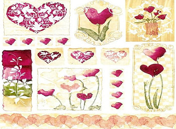 Hearts and Flowers, hearts, collage design, flowers HD wallpaper