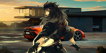 Madara Uchiha, Madara Uchiha, car, house, Anime, Naruto, anime car HD wallpaper