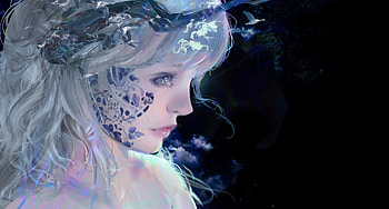 Air, fantasy, art, face, luminos, blue, alayne, frumusete, black, gorgeous, superb HD wallpaper