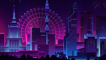 Cityscape, buildings, Ferris wheel HD wallpaper