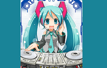 miku updated, blue, disco, miku, dj HD wallpaper