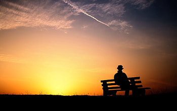 Sunset, Dark, Human, Person, Loneliness, Bench HD wallpaper