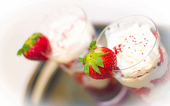 Food, Strawberry, Cream, Glass, Berry HD wallpaper