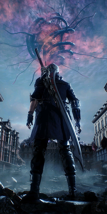 Dante’s Epic Showdown – Devil May Cry 5 , Dante (Devil May Cry), video game, Devil May Cry 5 HD phone wallpaper