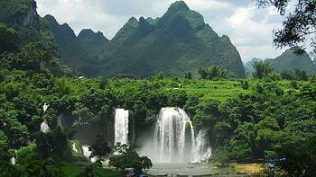 Landscape, Mountains, Waterfalls HD wallpaper
