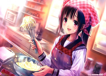Cake Baking, cute, kitchen, cake, nice, cg, apron, , happy, long ahri, cream, female, sweet, smiling, smile, house, girl, baking, food, black hair, kawaii, anime girl, anime, pretty, bakery, lovely, home HD wallpaper