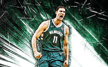 Brook Lopez, grunge art, Milwaukee Bucks, NBA, basketball, Brook Robert Lopez, Brook Lopez Milwaukee Bucks, green abstract rays, Brook Lopez HD wallpaper
