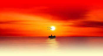 Waters Sea Sun Dusk Evening, dusk, dawn, evening, nature, sunset HD wallpaper
